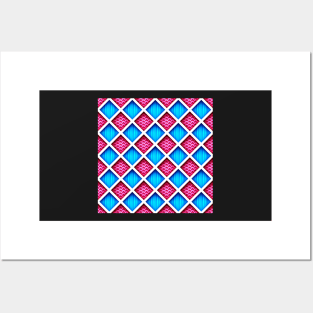 3d Geometric Pattern, Rhombic Harlequin Motif Posters and Art